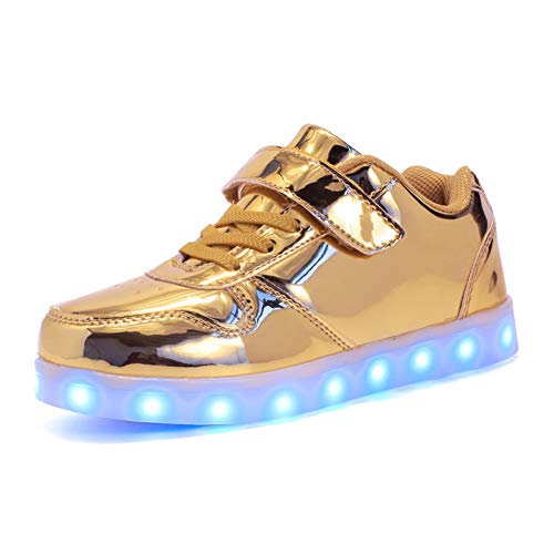 Kauson Unisex Kinder LED Schuhe 7 Farbe USB Aufladen LED Leuchtend Outdoor Sportschuhe Low Top Atmungsaktives Ultraleicht Wasserdicht Laufschuhe Gymnastik Turnschuhe Blinken Sneaker Für Jungen Mädchen von Kauson