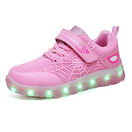 Kauson Unisex Kinder LED Schuhe 7 Farbe USB Aufladen LED Leuchtend Outdoor Sportschuhe Low Top Atmungsaktives Ultraleicht Wasserdicht Laufschuhe Gymnastik Turnschuhe Blinken Sneaker Für Jungen Mädchen von Kauson