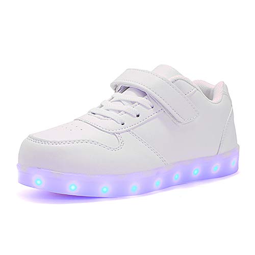 Kauson Unisex Kinder LED Schuhe 7 Farbe USB Aufladen LED Leuchtend Outdoor Sportschuhe Low Top Atmungsaktives Ultraleicht Wasserdicht Laufschuhe Gymnastik Turnschuhe Blinken Sneaker Für Jungen Mädchen von Kauson