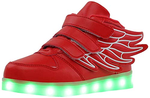 Kauson Unisex Kinder LED Schuhe 7 Farbe USB Aufladen LED Leuchtend Outdoor Sportschuhe Low Top Atmungsaktives Ultraleicht Wasserdicht Laufschuhe Gymnastik Turnschuhe Blinken Sneaker Für Jungen Mädchen von Kauson