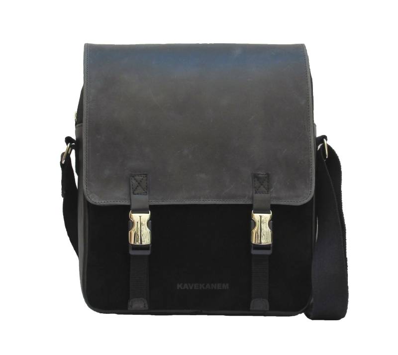 Umhängetasche Herren Business. Businesstasche Damen. Used Look. Aus Canvas Und Leder Für Männer. Schwarze Umhängetasche von KavekanemBag