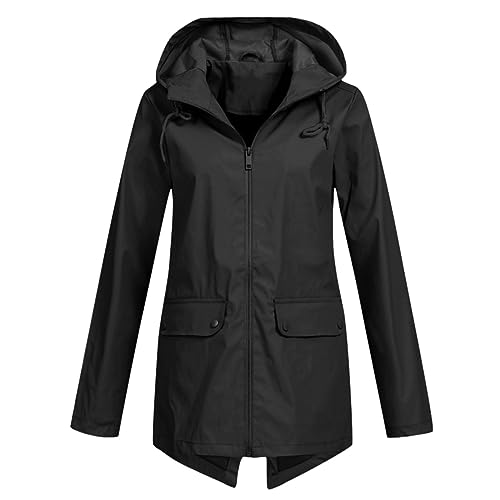 Damen Regenjacke Regenmantel Softshelljacke Friesennerz Parka Pu Windbreaker Mit Kapuze Wasserdicht Damen Regenjacke Windbreaker Wasserdicht Kapuze Übergangsjacke Cycling/Sports/Outdoor Jacket von Kavitoz