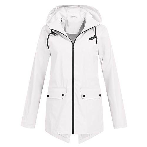 Damen Wasserdicht Atmungsaktiv Windbreaker Lang Regenparka Regenmantel Mit Kapuze Leicht Kapuzenjacke Outdoorjacke Übergangsjacken Mit Futter Trenchcoat Mantel Cycling/Sports/Outdoor Jacket von Kavitoz