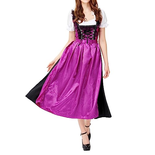 Dirndl Mädchen - 4 Teiliges Set Dirndl Kleid Mit Trachtenbluse Und Schürze Im Traditionellen Stil - Moderne Bayrische Tracht, Nicky Blau Midi Dirndl Damen Dirndl Schürze Einzeln Dirndl von Kavitoz