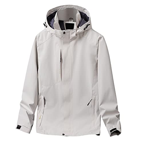 Herren Regenjacke Regenponcho Softshelljacke Outdoor Jacken Für Wanderjacke Wasserdicht Atmungsaktiv Arbeitsjacke WinterStylische Freizeitjacke mit Reißverschluss und Kapuze von Kavitoz