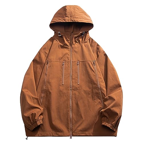 Herren Regenjacke Regenponcho Winterjacke Funktionsjacke Wanderjacke Wasserdicht Atmungsaktiv Wasserdichte Jacke Für Männer DamenStylische Freizeitjacke mit Reißverschluss und Kapuze von Kavitoz