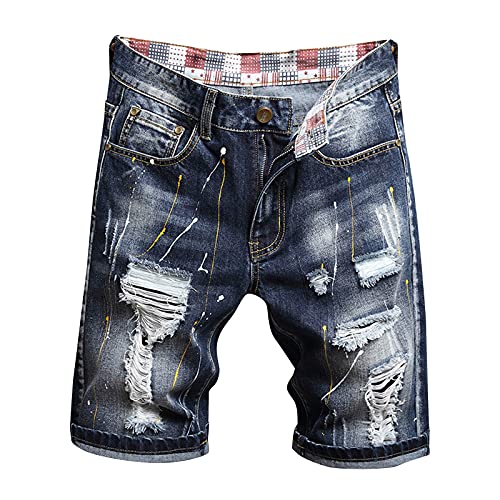 Kavitoz® Jeans Shorts Herren Zerrissene Jeans Kurze Hosen Cargo Shorts Capri pants Sommer Freizeit gerade Bermuda Jeans Denim Stretch Hose Modische lässige Jeansshorts(#04,32) von Kavitoz