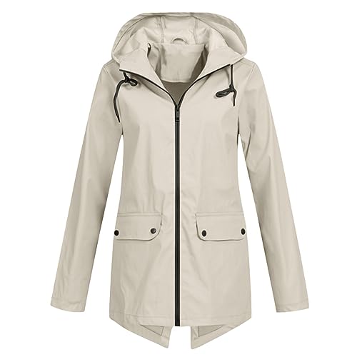 Kavitoz Damen Friesennerz Regenmantel Kapuze Wasserdicht Wetterfest Windbreaker Übergangsjacke Ankerglutzauber Regenjacke Damen Regenjacke Windbreaker Wasserdicht Kapuze Übergangsjacke von Kavitoz