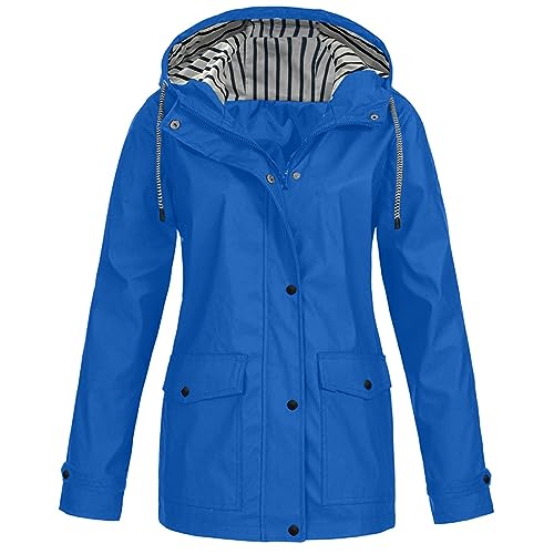 Kavitoz Damen Gefüttert Regenparka Wasserdicht Mit Kapuze Softshelljacke Friesennerz Pu Windbreaker Damen Regenjacke Windbreaker Wasserdicht Kapuze Übergangsjacke Cycling/Sports/Outdoor Jacket von Kavitoz