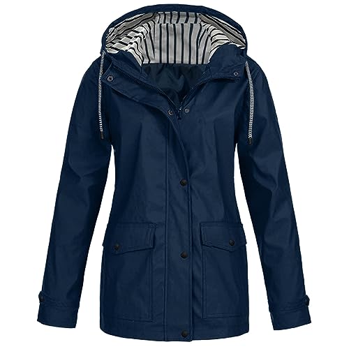 Kavitoz Damen Regenmantel Übergangsjacke Wind Jacke Softshelljacke Outdoorjacke Windbreaker Windbreaker Regenjacke Wasserdicht Atmungsaktiv Mit Kapuze Softshell Regenmantel Reisen Fahrradjacke von Kavitoz