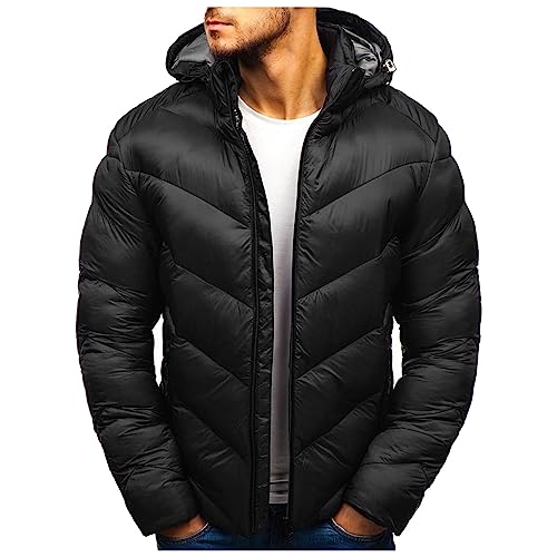 Kavitoz Jacke Herren Bomberjacke Fleecejacke Winterparka Winterjacke Herren Skijacke Atmungsaktiv Warm Gefüttert mit Abnehmbarer Kapuze Snowboardjacke Wasserdicht Outdoorjacke von Kavitoz