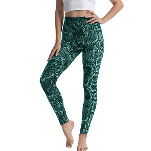 Kavitoz Leo Leggings Damenlegging Damendamen Leggings Schlange Yoga Legging Snake Print Lang Hohe Taille Damen Hose Stretchy Yogahose Scrunch Leggings Sportleggins Damen Sportleggings von Kavitoz