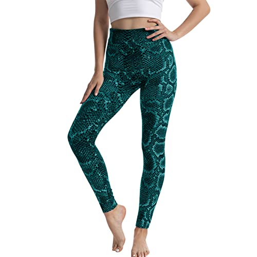 Kavitoz Leo Leggings Damenlegging Damendamen Leggings Schlange Yoga Legging Snake Print Lang Hohe Taille Damen Hose Stretchy Yogahose Scrunch Leggings Sportleggins Damen Sportleggings von Kavitoz