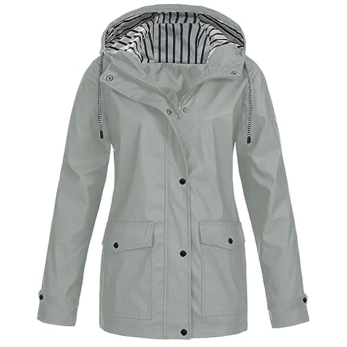 Kavitoz Regenjacke Damen Wasserdicht Windbreaker Leicht Atmungsaktiv Zipper Softshelljacke Regenjacken Dünn Outdoorjacke Mit Kapuze Wandern Regenparka Outdoorjacke Übergangsjacken von Kavitoz