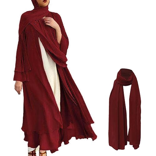 Muslimische Islamischer Dubai Kleidung Langarm Abaya Muslim Damenvintage Abaya Long Maxi Arab Jilbab Muslim Robe Muslimische Kaftan Muslim Kleider Damen Lange Arabische Einfarbig Lose Abaya von Kavitoz