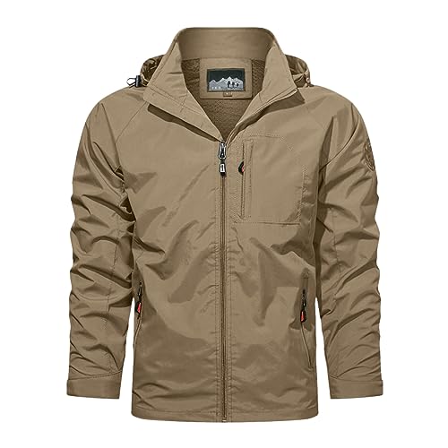 Regenjacke Herren Wasserdicht Atmungsaktiv Leichte Regenmantel mit Reißverschlusstaschen Packbar Windbreaker Winddicht Warm Outdoorjacke für männerÜbergangsjacke Winter Windproof Funktionsjacke von Kavitoz