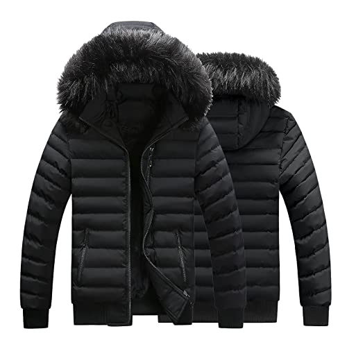 Kavitoz Jacke Herren Regenjacke Lederjacke Wintermantel WinterHerren Skijacke Atmungsaktiv Warm Gefüttert Winterjacke mit Abnehmbarer Kapuze Snowboardjacke Wasserdicht Outdoorjacke von Kavitoz