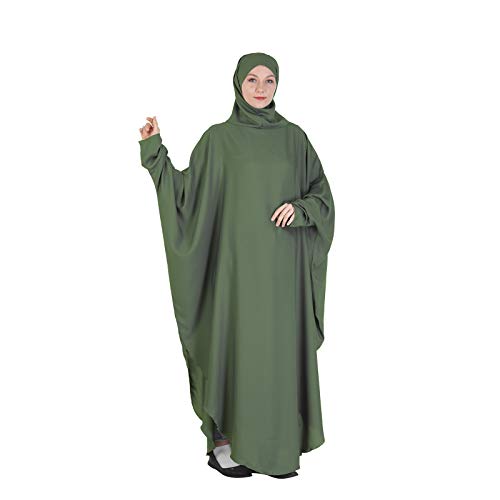 Zweiteiliges Set Islamische Robe Mit Kapuze Hijab Für Frauen,Lose Frauen Muslim Gebetskleid Khimar Abaya Anzug,Hijab Kleiderfrauen Kaftan Jilbab Abaya,Langarm Burka Full Cover von Kavitoz