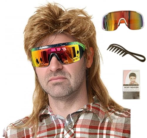 Kavsni Perücke für Männer und Frauen der 70er und 80er Jahre, Kostüme, Fancy Party, Zubehör, Cosplay, Perücke (Erdbeerblond von Kavsni