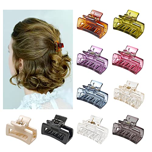 Kleine Haarspangen Damen Dünnes Haar, Kavya 10 Stück Haarspange Eckig Klein 4 CM Haarklammer Klein Mittelgroß Haarklammern Bunt für Frauen Mädchen von Kavya