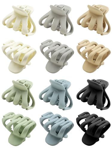 Kavya 12 Stück Haarklammer Klein Octopus Haarspangen Damen Starke Haarklammern Matt 4cm Small Hair Clips Rutschfest Mode Haarspange für Frauen Mädchen Dickes Dünnes Haar (Grün) von Kavya