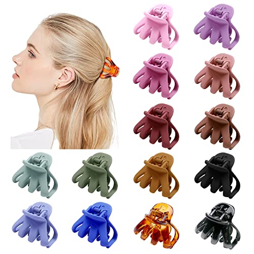 Kavya 14 Stück Haarklammer Damen Octopus Haarspangen Damen Klein Kunststoff 4 cm Haarklammern Klein Rutschfeste Haarspange Rund Haarstyling Zubehör für Frauen Mädchen Dickes Dünnes Haar Mehrfarbig von Kavya