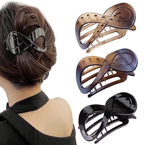 Kavya 3 Pcs Haarspangen Damen Schildpatt Haarklammer Groß, Rutschfest Haarklammern Französisch Hair Clip, Elegant Haarschmuck Mädchen von Kavya