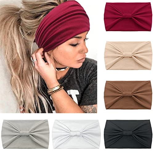 Kavya 6 Pcs Stirnband Damen Breite Elastische Weiche Boho Haarbänder Leopard Print Haarschmuck Yoga Sport Haarband Mehrfarbig Haarreifen Damen von Kavya