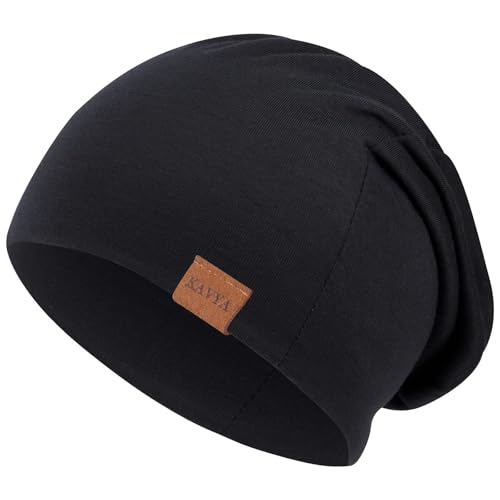 Kavya Dünne Mütze Herren Damen, 95% Baumwolle Weich Beanie Herren Leichte Atmungsaktiv Mützen Jungen Slouch Kopfbedeckung Damen Elastisc Hüte Chemo Caps Unisex für Sommer und Herbst Winter von Kavya
