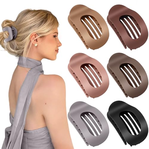 Kavya Flache Haarklammern Damen - 6 Stück Entenschnabel Haarspangen Damen Groß - Französische Haarspange Flach Bequeme Flat Claw Clip - Starker Halt Rutschfeste Haarklammer Alltag, Sport, Autofahren von Kavya