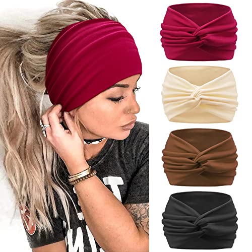 Kavya Haarband Stirnband Damen Extra Breit Haarbänder 4 Pcs 7'' Headband Elastische Haarreifen Yoga Sport Haarschmuck Damen von Kavya
