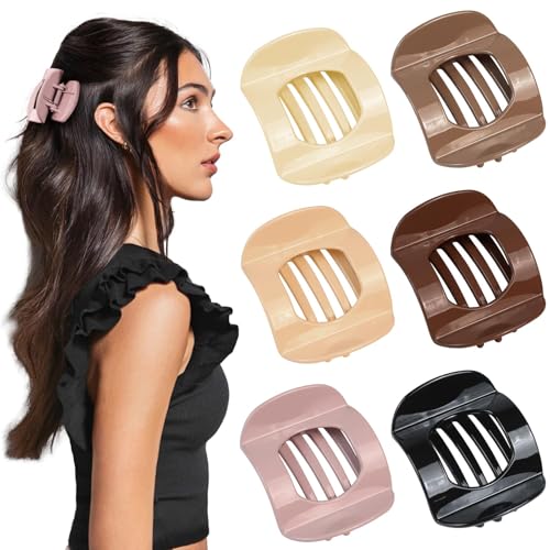 Kavya Haarklammer Flach - 6 Stück Entenschnabel Haarspangen Damen - Haarklammern Damen Rutschfeste - Französische Flache Haarspange Bequeme Flat Claw Clip Starker Halt - Medium von Kavya