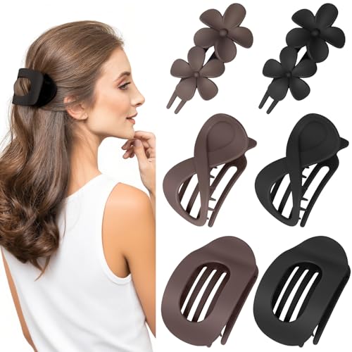 Kavya Haarklammer Flach Groß - 6er Set Entenschnabel Haarspangen Damen Rutschfeste French Haarklammern Blumen für Dünnes und Dickes Haar Flat Hair Clip für Alltag, Sport & Autofahren Hair Accessories von Kavya