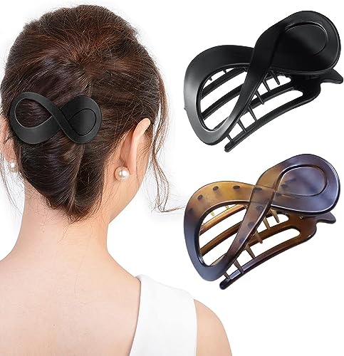 Kavya 2 Pcs Haarspangen Damen Schildpatt Haarklammer Groß, Rutschfest Haarklammern Französisch Hair Clip, Elegant Haarschmuck Mädchen von Kavya