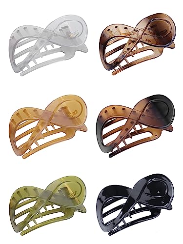 Kavya Haarklammer Groß Französische Haarspangen Damen Dünnes Haar, Rutschfest Haarspange 6 Pcs Haarklammern Elegant Haarschmuck Damen und Mädchen (Glänzend) von Kavya