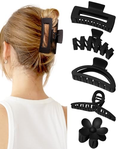 Kavya Große Haarklammer Set (5 Stück) - Matte Haarspangen Damen für Dickes Haar | Rutschfeste Damen-Haarspangen mit Metallfeder | für Dünnes Haar | Stylische Hair Clip Set für Frauen & Mädchen von Kavya