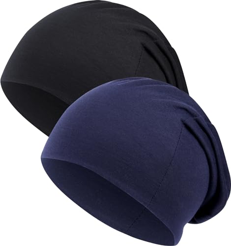 Kavya Beanie Mütze Herren, 2pcs Dünne Mütze Damen Haube Herren Schlafmütze Unisex Übergangskappe Universel für Alle Jahreszeiten Weich Faul Einheitsgröße von Kavya