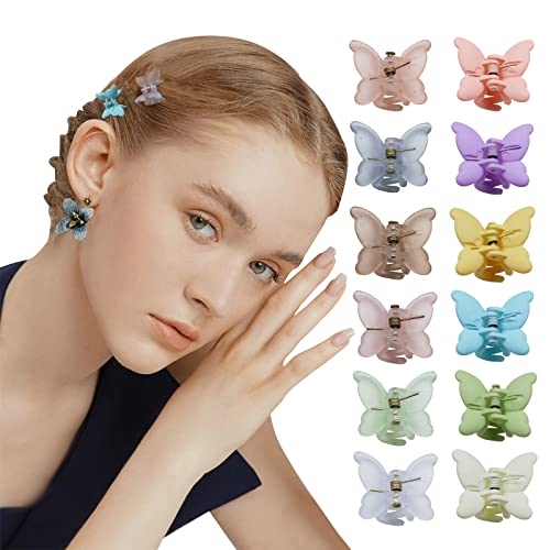 Kavya Schmetterling Haarklammer Klein, 12 Stück Haarspangen Damen Matt Transparent Haarspange Schmetterling, Haarschmuck Mädchen Butterfly Hair Clips for Women von Kavya