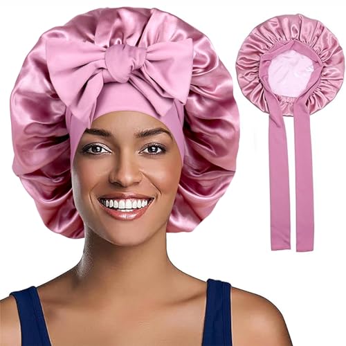 Kavya Seidenhaube Zum Schlafen, Elastisch Silk Bonnet Sleep Cap Atmungsaktive Schlafhaube Seide Damen Mädchen Doppelseitig Übergröße Satin Haarhaube für Die Nacht Kavya Seidenhaube Zum Schlafen, Elastisch Silk Bonnet Sleep Cap Atmungsaktive Schlafhaube Seide Damen Mädchen Doppelseitig Übergröße Satin Haarhaube für Die Nacht von Kavya