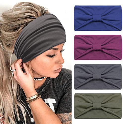 Stirnband Damen Breite Elastische Weiche Boho Haarbänder Leopard Print Haarschmuck Yoga Sport Haarband Mehrfarbig Haarreifen Haartücher von Kavya