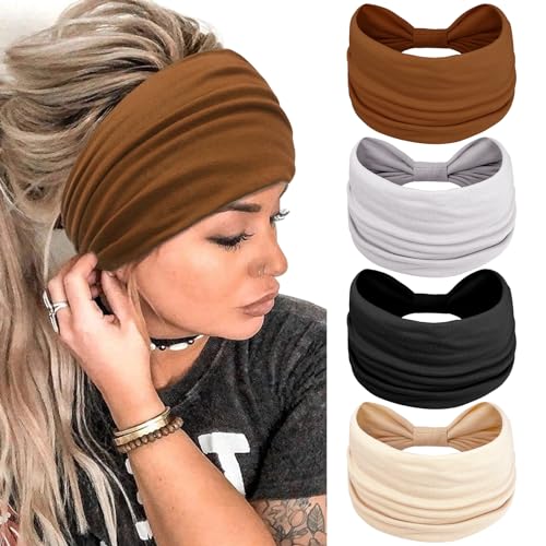Stirnband Damen Breite Elastische Weiche Boho Haarbänder Leopard Print Haarschmuck Yoga Sport Haarband Mehrfarbig Haarreifen Damen von Kavya