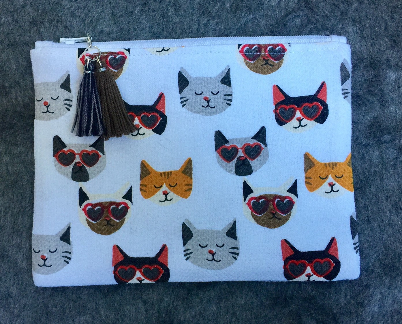 Coole Katzen Sonnenbrillen Tasche Aus Baumwolle Federmäppchen, Make-Up Tasche, Kartenhalter von Kawaeek