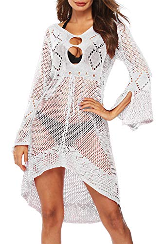 L-Peach Damen Crochet Tunika Kleid Strandkleid Pareo Cover ups von Kawai Peach