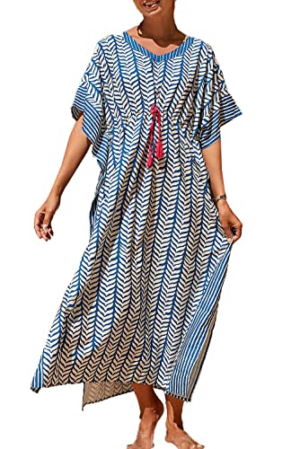 L-Peach Damen Sommer Long Ethnic Print Strandkleid Kimono Maxi Kaftan Vertuschungen von Kawai Peach