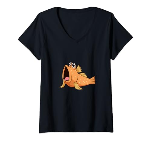 Damen Kawaii Schlammspringer T-Shirt mit V-Ausschnitt Damen Kawaii Schlammspringer T-Shirt mit V-Ausschnitt von Kawaii Amphibien und Fische