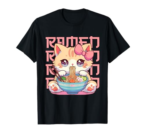 Ramen Cat Kawaii Anime Japanisch Kawaii Neko für Mädchen Jungen T-Shirt von Kawaii Anime Chibi Neko Ramen Cat Apparels For Kid