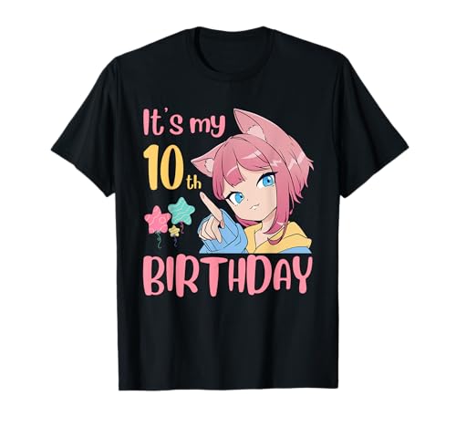 Es ist mein 10. Geburtstag Anime-Birthday Girl 10 Jahre alt Bday T-Shirt Es ist mein 10. Geburtstag Anime-Birthday Girl 10 Jahre alt Bday T-Shirt von Kawaii Anime Girl Birthday Party Clothes