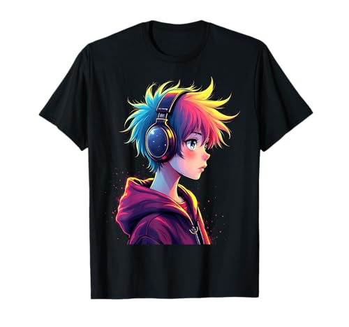 Anime Boy Kopfhörer T-Shirt von Kawaii Anime Girl Cosplay Outfits Present