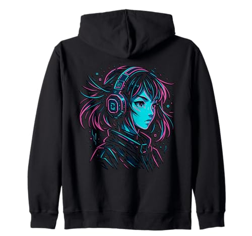 Anime Kawaii Mädchen mit Kopfhörern Otaku Kapuzenjacke von Kawaii Anime Girl Cosplay Outfits Present
