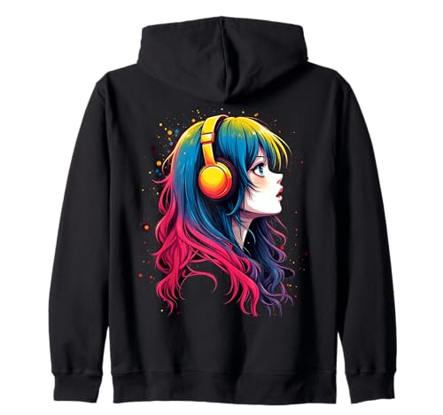 Anime Kawaii Mädchen mit Kopfhörern Otaku Kapuzenjacke von Kawaii Anime Girl Cosplay Outfits Present